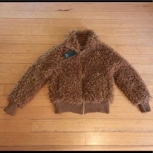 NWT Zip Up Sherpa Jacket in Cognac Sz XS